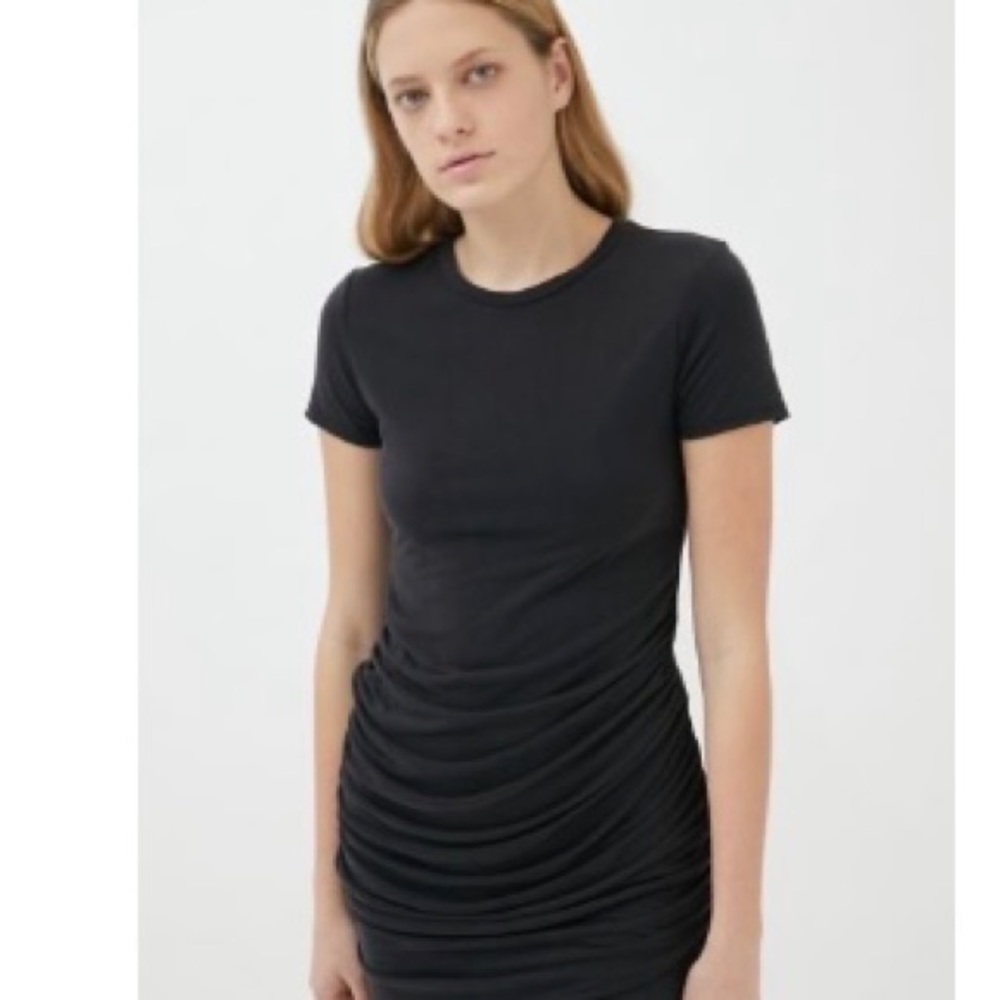 Urban outfitters ruched short sleeve mini dress — black. NWT